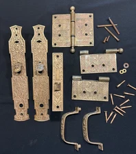 Vintage F.C.LINDE & CO Large Door SOLID BRASS Mechanism Hardware and Hinges LQQK