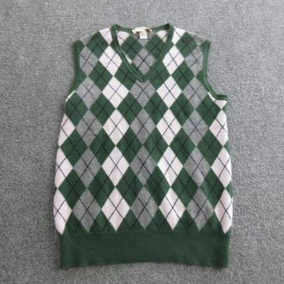 Pringle Of Scotland Sweater Vest Mens Large Green Cashmere Argyle Knit V Neck