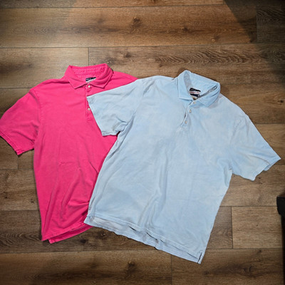 Johnnie O Hangin Out Polo Lot 2 Mens Large Punch Gulf Blue Preppy Golf Shirt