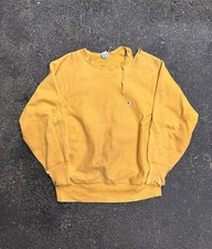 Vintage Champion Reverse Weave Distressed Faded Yellow Sweatshirt Men  s L 90s