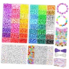 Gionlion 4200Pcs Pony Beads for Bracelet Making Kit, 48 Colors Kandi Beads