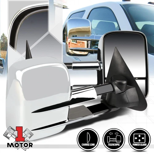 [Pair] Chrome Power Extendable Towing Side Mirror for 97-04 F150/F250 Light Duty