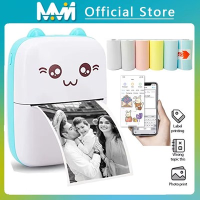 Tragbarer Mini Drucker Thermo Bluetooth Kabellos 203dpi Foto Etikett Memo USB