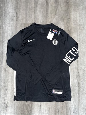 Nike Brooklyn Nets NBA Team Issue Pregame Warmup L/S Shirt Mens Size Large L