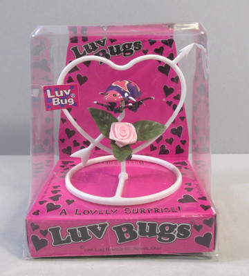 1996 Luv Bugs Purple Bug / Pink Hearts / Pink Rose Plastic Ladybug/Beetle Figure