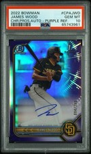2022 Bowman - Chrome Prospect Autographs James Wood #CPA-JWD Purple PSA 10