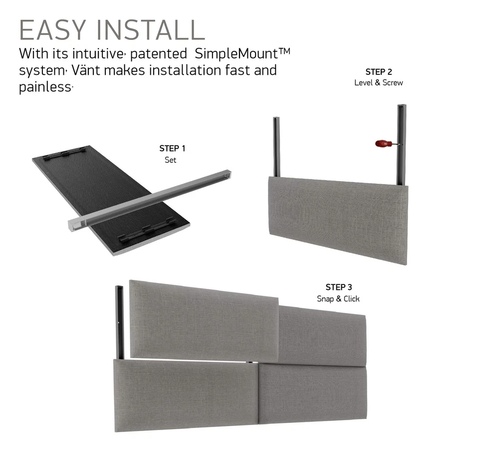 Paneles de cabecero tapizados montados en la pared Vänt - Diseño Isabelle - 60" X 23"-C... Foto 4 de 4