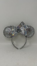 Minnie Mouse Silver Glitter Ears & Bow Walt Disney 100th Anniversary Headband
