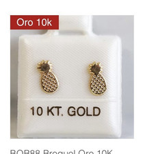10K Yellow Gold Pineapple Stud Earrings, Butt...