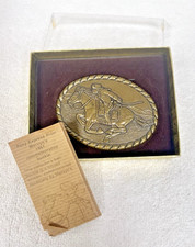 Mervyn's 1981 Pony Express Rider Belt Buckle Orig Box w Paperwork