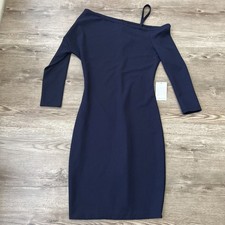 Nordstrom Max + Ash Off Shoulder Bodycon Dress Womens S Navy Long Sleeve NWT