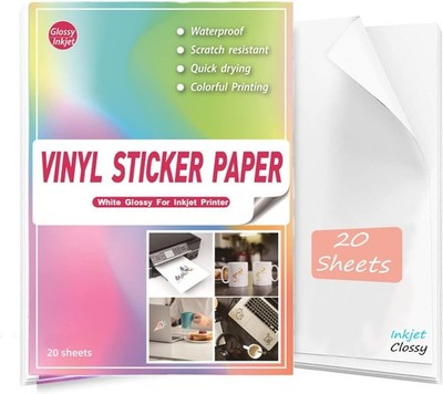 Sticker papier zum bedrucken A4 Glänzend Weiß-20 Blätter?Wasserfester Vi