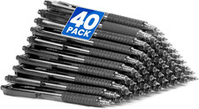 40 Pack Bulk Pens Ballpoint, Smooth Writing Pens with Soft Grip, Retractable Bla