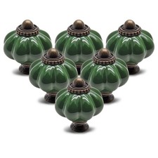 12pcs Dark Green Vintage Ceramic Cabinet Knobs and Drawer Pulls with Mounting...