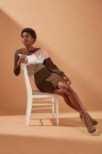 PrAna Anka Colorblock Relaxed Sweater Dress Organic Cotton Merino Wool Sz Small