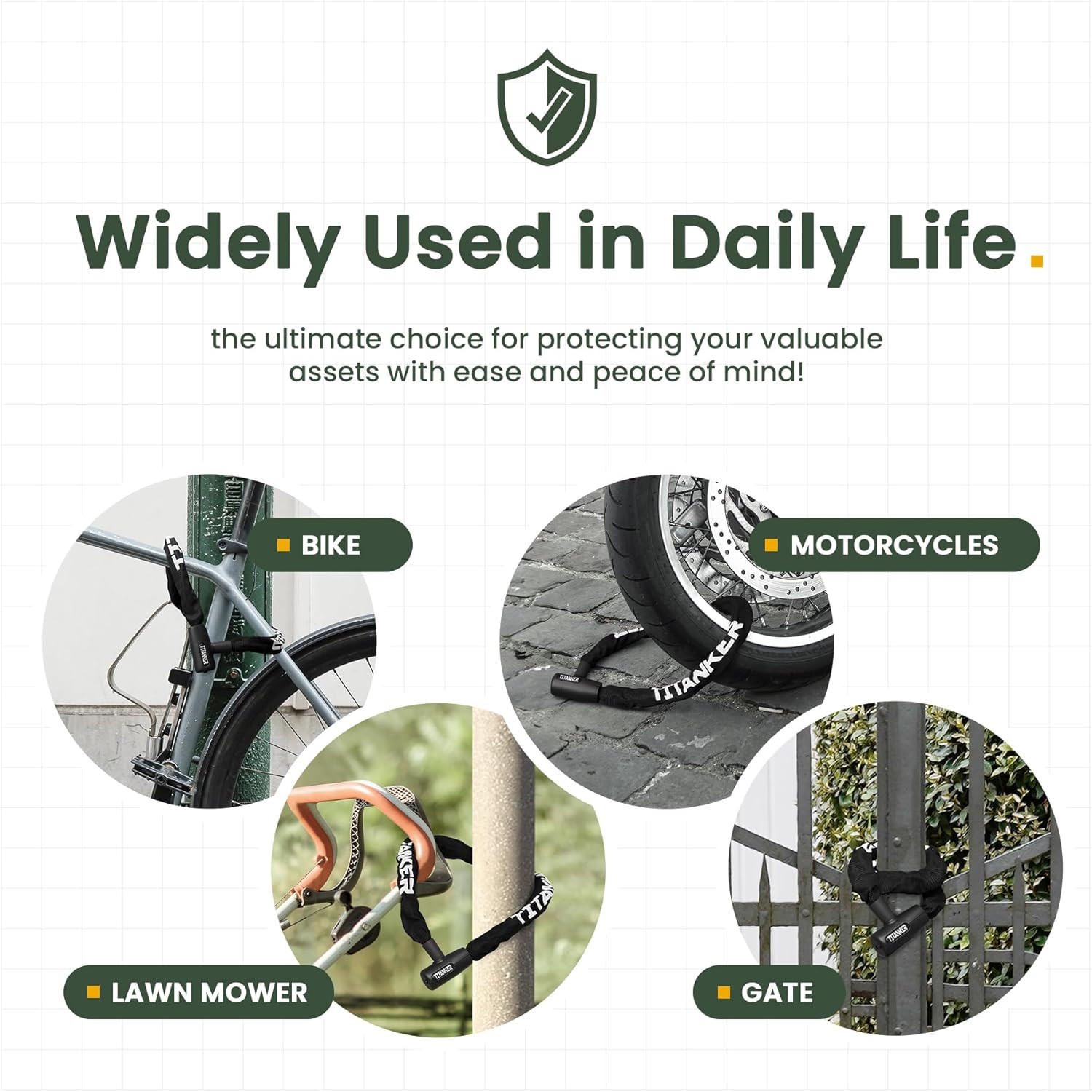 Titanker Bike Chain Lock with Keys, 3.3 Feet Security Heavy Duty Anti-Theft Bicy