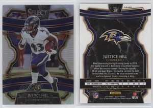 2019 Panini Select Concourse Silver Prizm Justice Hill #28 Rookie RC