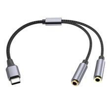 TypeC Male to Double 3.5mm Female Headsets Adapters Y Splitters Headphones Cable