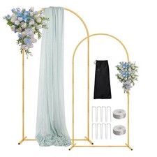 Arch Backdrop Stand, 7.2FT 6FT Wedding Arch Gold Set of 2, Metal Balloon Arch...