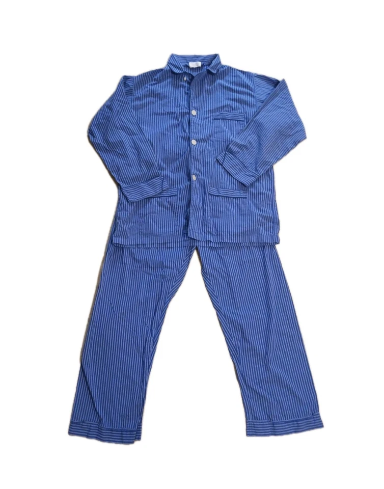 Vtg 90s Mens Christian Dior Monsieur 2 Piece Pyjama Set Blue/White Stripe XL - Image 2 of 4