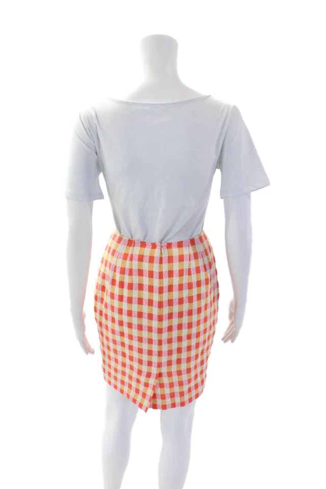 Falda lápiz Emanuel Emanuel Ungaro para mujer guinga cremallera trasera forrada naranja talla 4 Foto 3 de 4