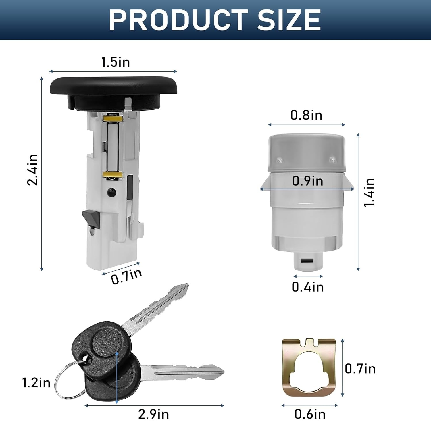 Ignition Switch Lock Cylinder with Pair Front Door Lock Cylinder and Key Compati
