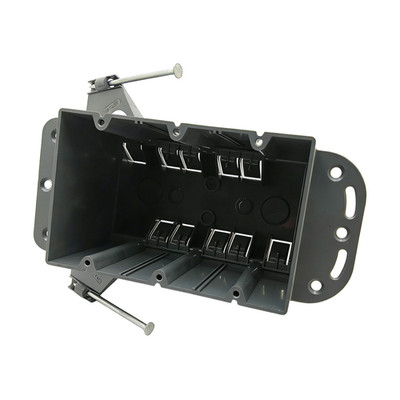 3-Gang Electrical Box 68 Cu In Nail-On PVC w/ Bracket ETL Gray