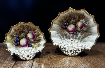 Aynsley Gold Orchard Obst Paar Servierschalen.  Ein signierter D Jones
