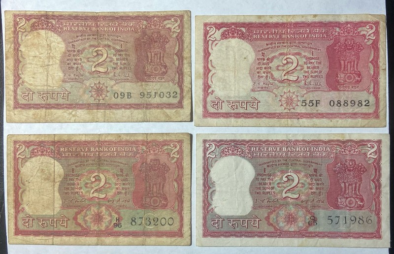 India 2 Rupees Banknotes Combine Shipping
