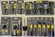 Large LOT of Bosch PCM38 3/8" Hole Saw Quick Change Mandrels, Pilot Bits & More