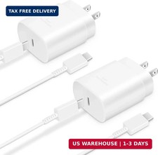 Type C Charger, 2-Pack 25W Type C Fast Charging Block with 6ft USB C Charger Cab