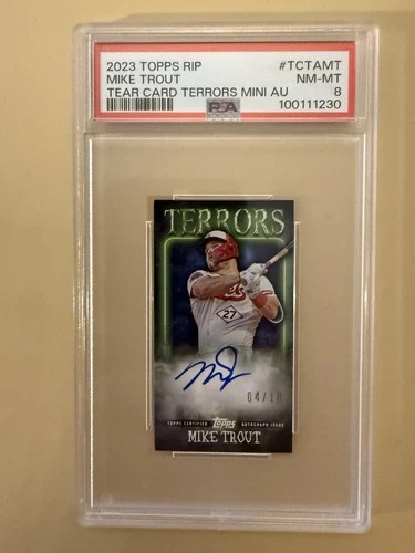 2023 Topps Rip Mike Trout Mini Auto Tear Card Terrors /10 #TCTA-MT PSA 8