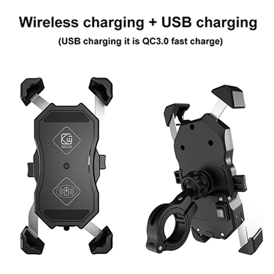 15W Phone Holder Wireless Charger USB Charging Mount for Motorbike Handlebar US - Image 4 of 4