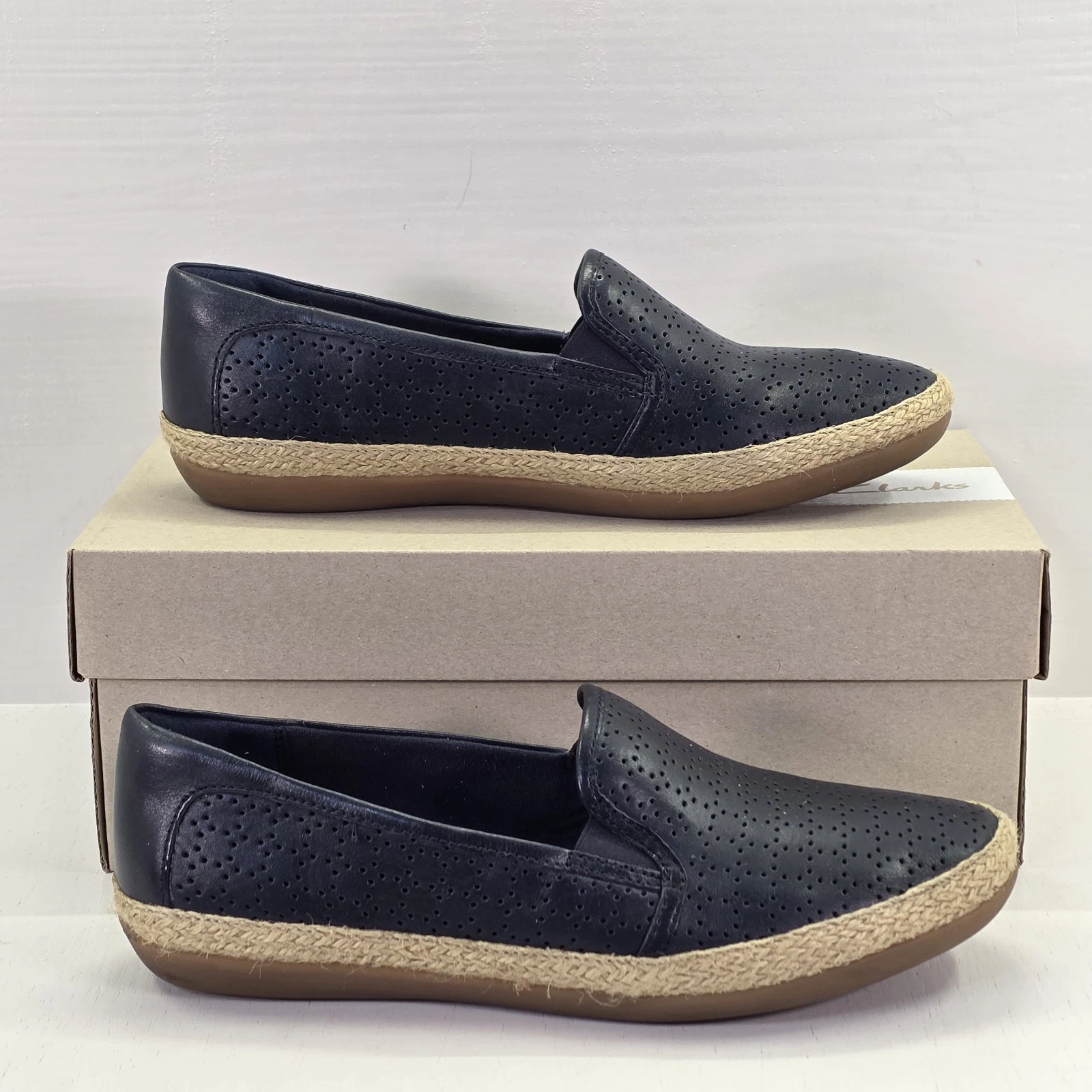 Scarpe espadrillas Clarks Collection Soft Cushion in pelle blu navy 6 5