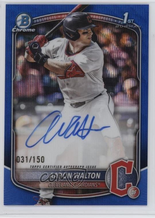 2025 Bowman Draft Chrome Prospect Blue Wave Refractor 31/150 Aaron Walton Auto