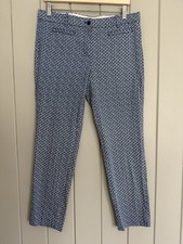 Brooks Brothers Pants 8 Natalie Fit Geometric Blue Print Ankle Length Cotton