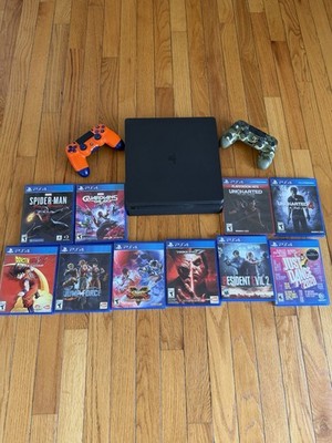 PS4 Slim 1TB Bundle   2 Controllers + 10 Games | Spider-Man, RE2, Uncharted More