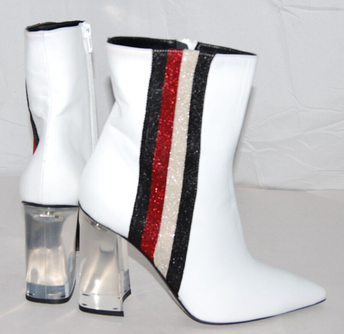 $895❤️ 40/9 Hecho en ITALIA Blanco Cuero Real Tacones Altos Botines Botín ITALIA - Imagen 2 de 15