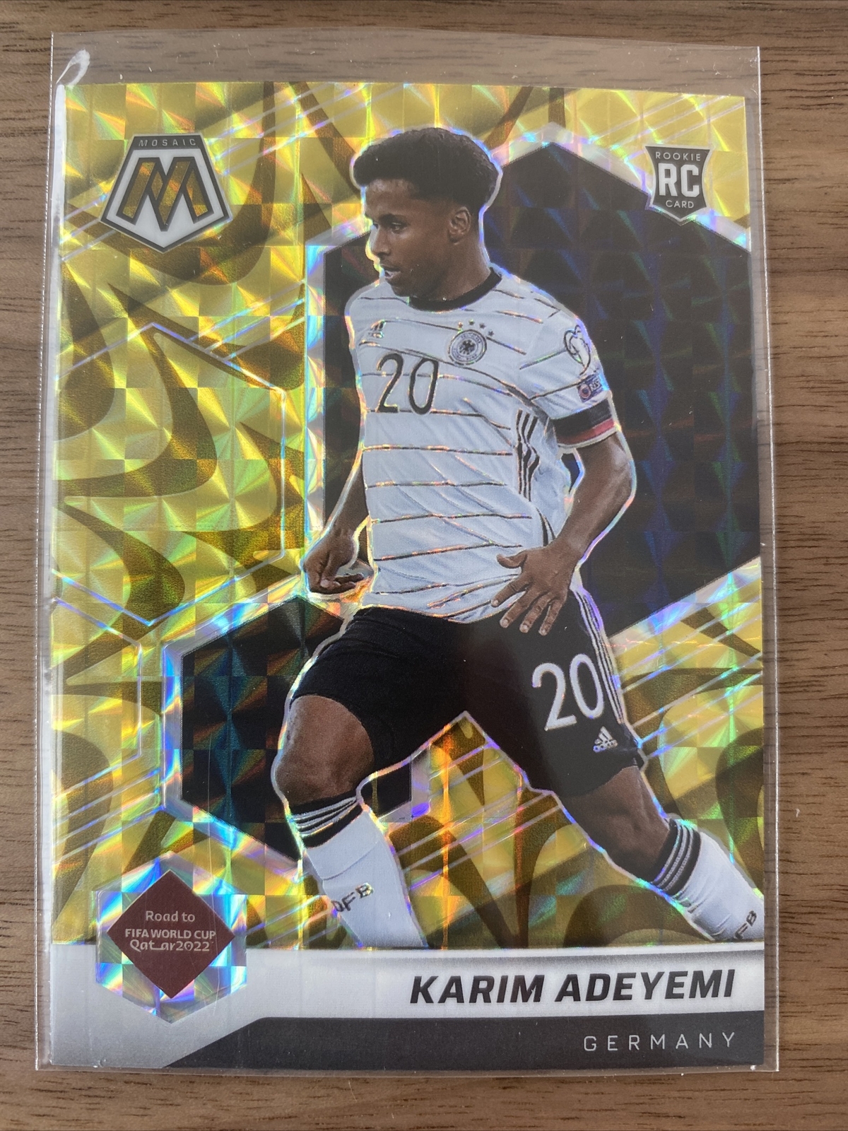 Karim Adeyemi 2021-22 Mosaic FIFA World Cup Gold Reactive Prizm RC #66 SP