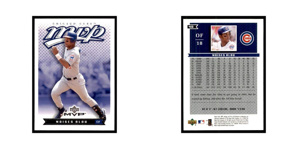 2003 Upper Deck MVP Moises Alou Baseball Cards #40 - Image 3 of 3