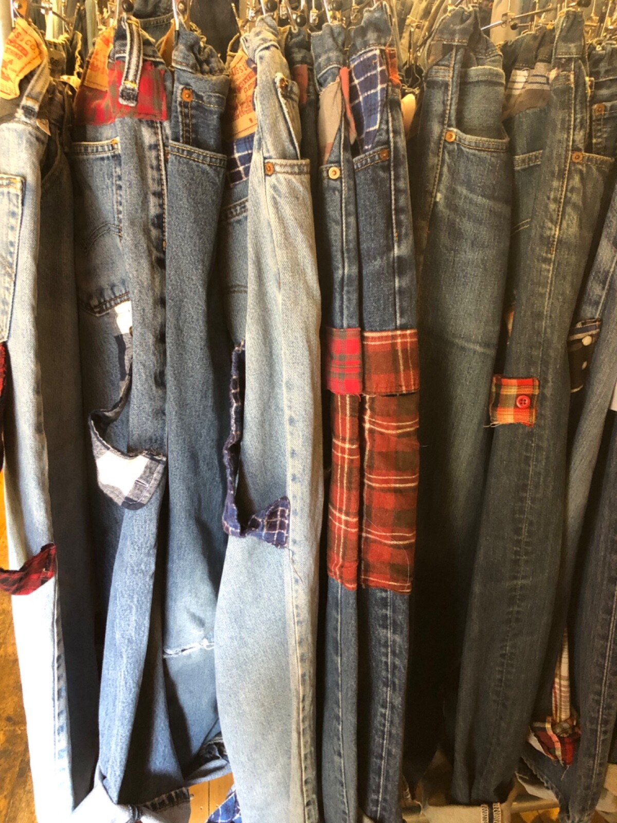 Random Vintage Upcycled Patchwork Flannel Jeans R… - image 6