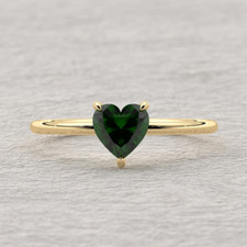 Anello solitario a forma di cuore tsavorite per donna anello con pietre preziose creato in laboratorio