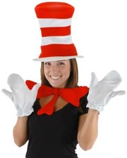 NEW Elope Dr Seuss Cat in the Hat Adult Hat Gloves  Bow Tie Kit - One Size Fits