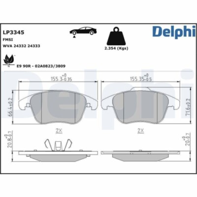 1x Bremsbelagsatz, Scheibenbremse DELPHI LP3345 passend für MG ROEWE (SAIC)