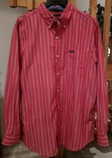 Chaps easy care L Men's Long sleeve collar dress shirt button down, faded red 