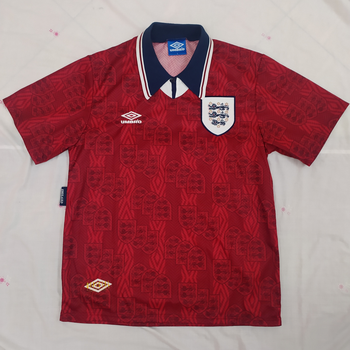 Maillot Angleterre 1994-1995 Domicile Football Umbro - Taille Large Vintage Rare Occasion