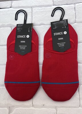 2 Pair Lot Of Stance Icon No Show Red Socks Mens Size L 9-12