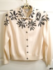 St. John Evening Ecru Appliqued and Rhinestone Studded Jacket Sz 8