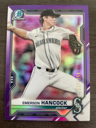 2021 Bowman Chrome Emerson Hancock BCP-233 Purple Refractor serial /250 - Picture 1 of 2