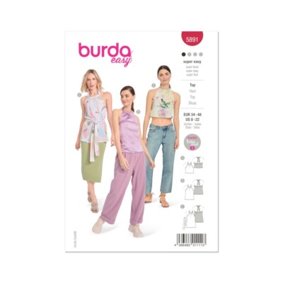 Burda Style Schnittmuster 5891 Misses' Neckholder Top in drei Längen